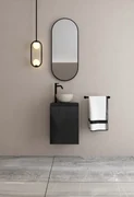 MD Interior Eden toiletmeubel zwart mangohout met rivierstenen waskom rechts