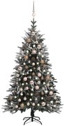 vidaXL Kunstkerstboom met LED's, kerstballen en sneeuw 150 cm PVC PE