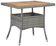 vidaXL Tuintafel poly rattan en massief acaciahout grijs