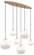 Hotel Chique hanglamp messing met wit glas langwerpig 6-lichts - Misty