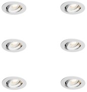 Set van 6 inbouwspots wit kantelbaar 6,5cm incl. LED IP54 ultra slim - Pupil Modern GU10 IP54 rond Binnenverlichting Lamp