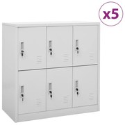 vidaXL Lockerkasten 5 st 90x45x92,5 cm staal lichtgrijs