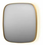 INK SP30 spiegel - 80x4x80cm contour in stalen kader incl indir LED - verwarming - color changing - dimbaar en schakelaar - geborsteld mat goud 8409722