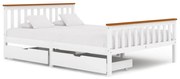 vidaXL Bedframe met 2 lades massief grenenhout wit 140x200 cm