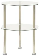vidaXL Bijzettafel 2-laags 38x38x50 cm gehard glas transparant