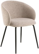 CLARA Beige Latte (stof Monza 60)/zwarte poten - MODERNE GESTOFFEERDE KUIPSTOEL VOOR WOONKAMER/EETKAMER/KANTOOR LOFT