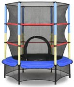 Tuintrampoline Mini met veiligheidsnet aan binnenkant 140 cm Jump Hero blauw-geel