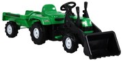 vidaXL Traptractor met aanhanger en graver groen en zwart