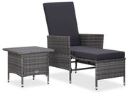 vidaXL 2-delige Loungeset met kussens poly rattan grijs