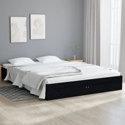 vidaXL Bedframe massief hout zwart 135x190 cm 4FT6 Double