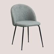 Set Van 4 Chenille Eetkamerstoelen Kana Design Celadon & Zwart - Sklum