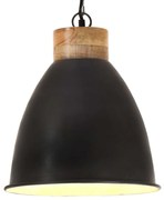 vidaXL Hanglamp industrieel E27 35 cm ijzer en massief hout zwart