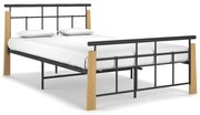 vidaXL Bedframe metaal en massief eikenhout 120x200 cm