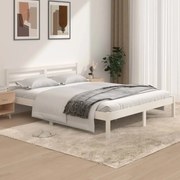 vidaXL Bedframe massief grenenhout wit 150x200 cm 5FT King Size