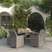 vidaXL 9-delige Tuinset met kussens poly rattan grijs