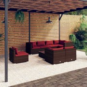 vidaXL 9-delige Loungeset met kussens poly rattan bruin