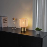 Stoffen Japandi tafellamp goud met beige kap - PluniJapandi E27 Scandinavisch bol / globe / rond Binnenverlichting Lamp