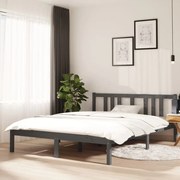 vidaXL Bedframe massief hout grijs 140x190 cm