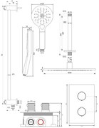 Brauer Copper Carving complete inbouw regendouche set 48 met 30cm douchekop, plafondarm, 3 standen handdouche en glijstang geborsteld koper PVD