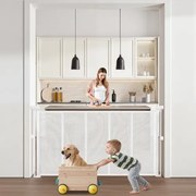VEVOR Intrekbaar babyhekje 87 cm hoog, uitschuifbaar tot 140 cm breed, hek voor kinderen of huisdieren, gaasmateriaal, eenvoudig te installeren, voor binnentrappen, deuren, gangen, speelkamers, wit