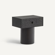 Nachtkastje, massief eikenhout en fineer, koffiebeits, Mason