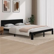 vidaXL Bedframe massief grenenhout zwart 160x200 cm