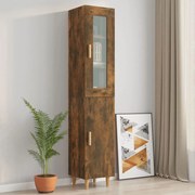 vidaXL Hoge kast 34,5x34x180 cm bewerkt hout gerookt eikenkleurig