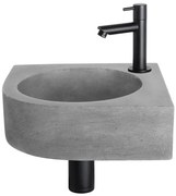 Differnz Cleo fonteinset - 31.5x31.5x10cm - Kwartrond - 1 kraangat - Recht matte zwarte kraan - Beton Grijs 38.401.21