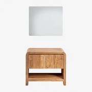 Vacry Houten Badkamermeubelset Acacia Bruin & Without Sink & Rechthoekige Led En Anticondens 80x70 Cm Riben & Zonder Kraan & ↔︎ 90 Cm - Sklum