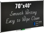 VEVOR Blackboard, krijtbord met aluminium frame, 175 x 100 cm whiteboard, inclusief 1 magnetische wisser en 3 whiteboardmarkers, zwart oppervlak