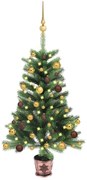 vidaXL Kunstkerstboom met LED's en kerstballen 65 cm groen