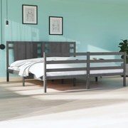 vidaXL Bedframe massief grenenhout grijs 180x200 cm 6FT Super King