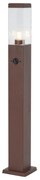Buitenlamp roestbruin met helder glas 80cm IP44 met stopcontact en bewegingssensor - Malios Modern E27 Buitenverlichting