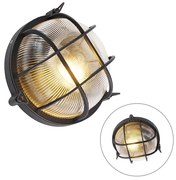 Industriële ronde wandlamp zwart IP44 - Noutica
