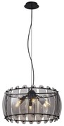 Design hanglamp zwart met smoke glas rond 6-lichts - Mochan
