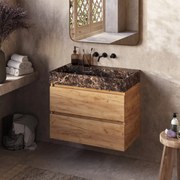 Fontana Dark Emperador badkamermeubel warm eiken 80cm zonder kraangat