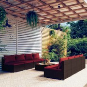 vidaXL 9-delige Loungeset met kussens poly rattan bruin