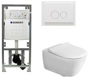 Villeroy & Boch Subway 2.0 Toiletset - Geberit inbouwreservoir - diepspoel - wandcloset - directflush - bedieningsplaat - ronde knoppen - wit 0701131/SW706186/ga26028/ga91964/