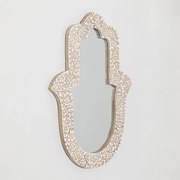 Hamsa Mangohouten Wandspiegel Vintage Wit Hout - Sklum