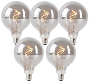 Set van 5 E27 dimbare LED lampen smoke G125 4W 130 lm 1900K
