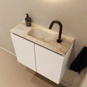 Mondiaz Ture DLux toiletmeubel 60cm talc met wastafel frappe midden met kraangat