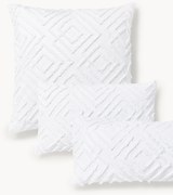 Katoenen perkal kussensloop Phil met getufte decoratie