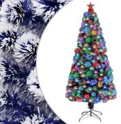 vidaXL Kunstkerstboom met LED 150 cm glasvezel wit en blauw