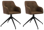 vidaXL Eetkamerstoelen draaibaar 2 st stof bruin