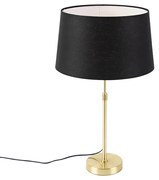 Tafellamp goud/messing met linnen kap zwart 35 cm - Parte Modern E27 cilinder / rond rond Binnenverlichting Lamp