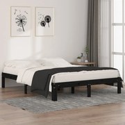 vidaXL Bedframe massief hout zwart 150x200 cm 5FT King Size