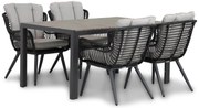 Tuinset 4 personen 155 cm Wicker/Aluminium/Aluminium/wicker Zwart Coco Azzano/Young