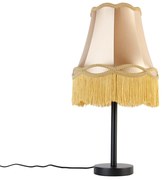 Stoffen Klassieke tafellamp zwart met granny kap goud 30 cm - Simplo Klassiek / Antiek E27 rond Binnenverlichting Lamp