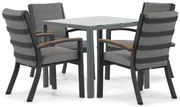 Tuinset 4 personen 85 cm Aluminium/teak Grijs Osmen Midura/Venustas