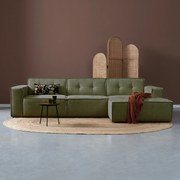 PEPP Interiors Flow Moderne Hoekbank Met Stiksels Groen Chaise Longue Rechts
